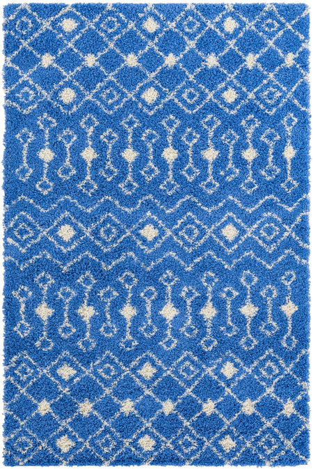 Berber Lattice Shag Collection Area Rug - Atlas (Periwinkle Blue)