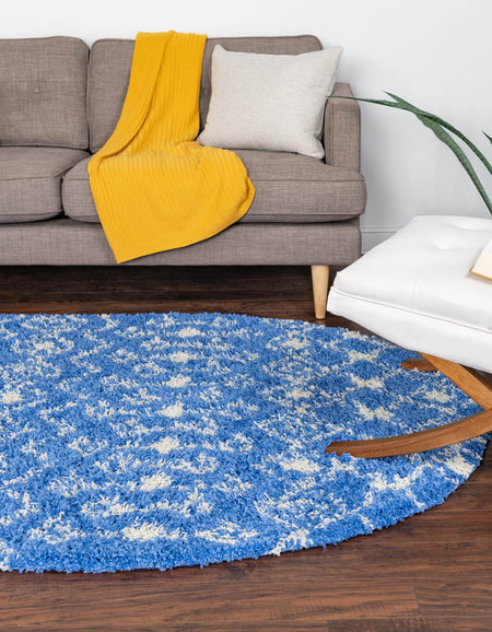 Berber Lattice Shag Collection Area Rug - Atlas (Periwinkle Blue)