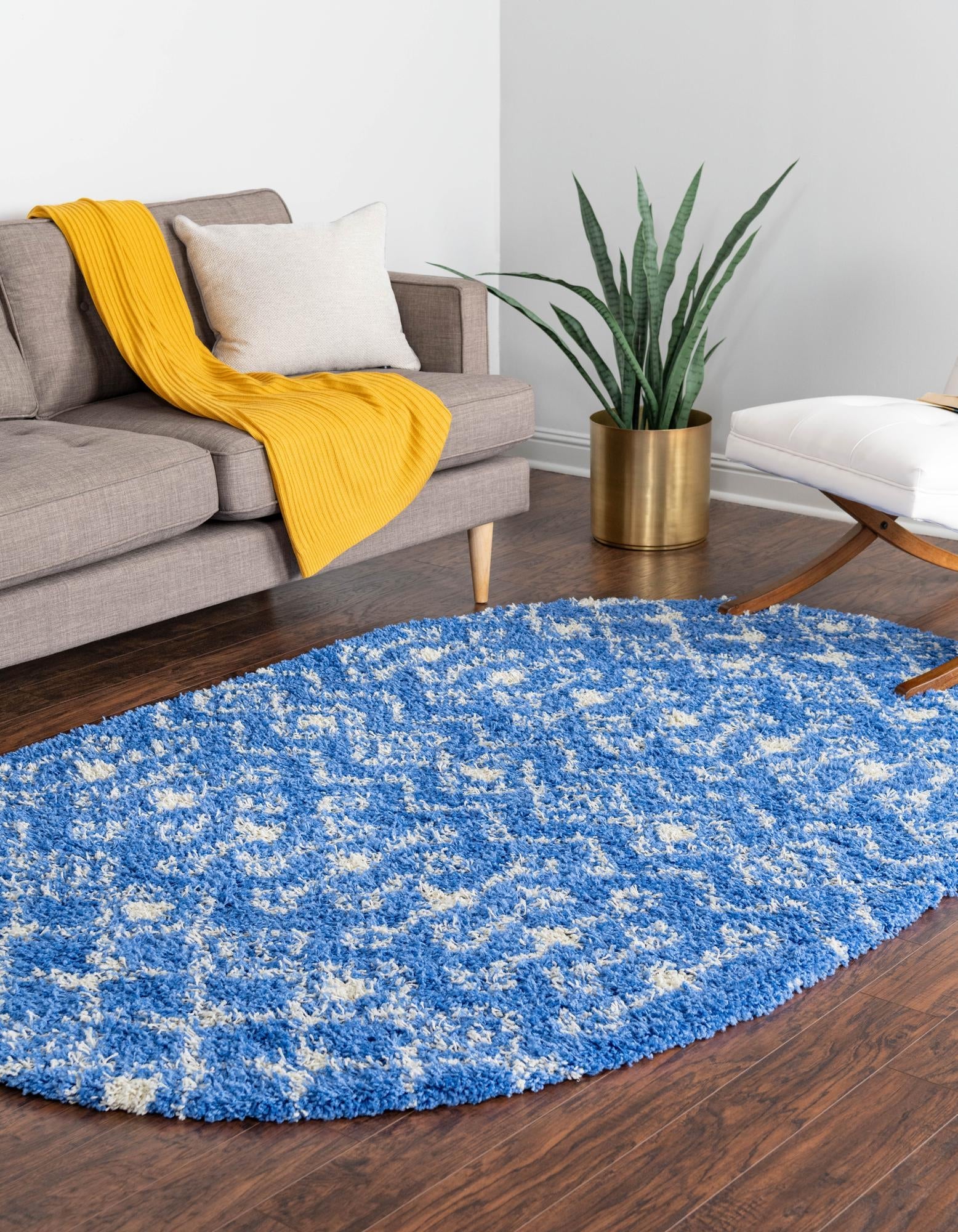 Berber Lattice Shag Collection Area Rug - Atlas (Periwinkle Blue)