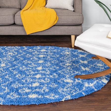 Berber Lattice Shag Collection Area Rug - Atlas (Periwinkle Blue)