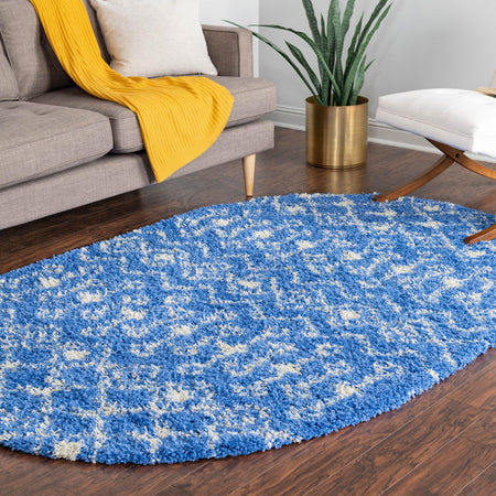 Berber Lattice Shag Collection Area Rug - Atlas (Periwinkle Blue)