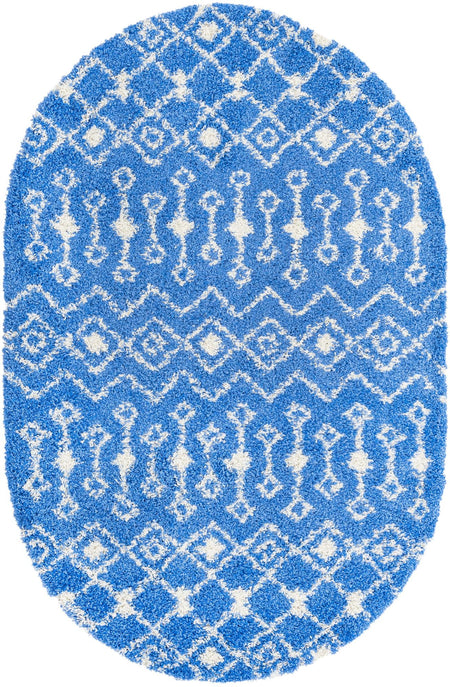 Berber Lattice Shag Collection Area Rug - Atlas (Periwinkle Blue)