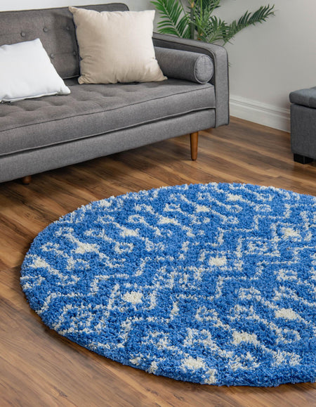 Berber Lattice Shag Collection Area Rug - Atlas (Periwinkle Blue)