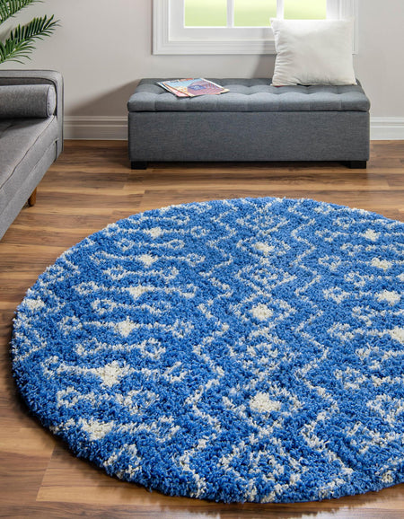 Berber Lattice Shag Collection Area Rug - Atlas (Periwinkle Blue)