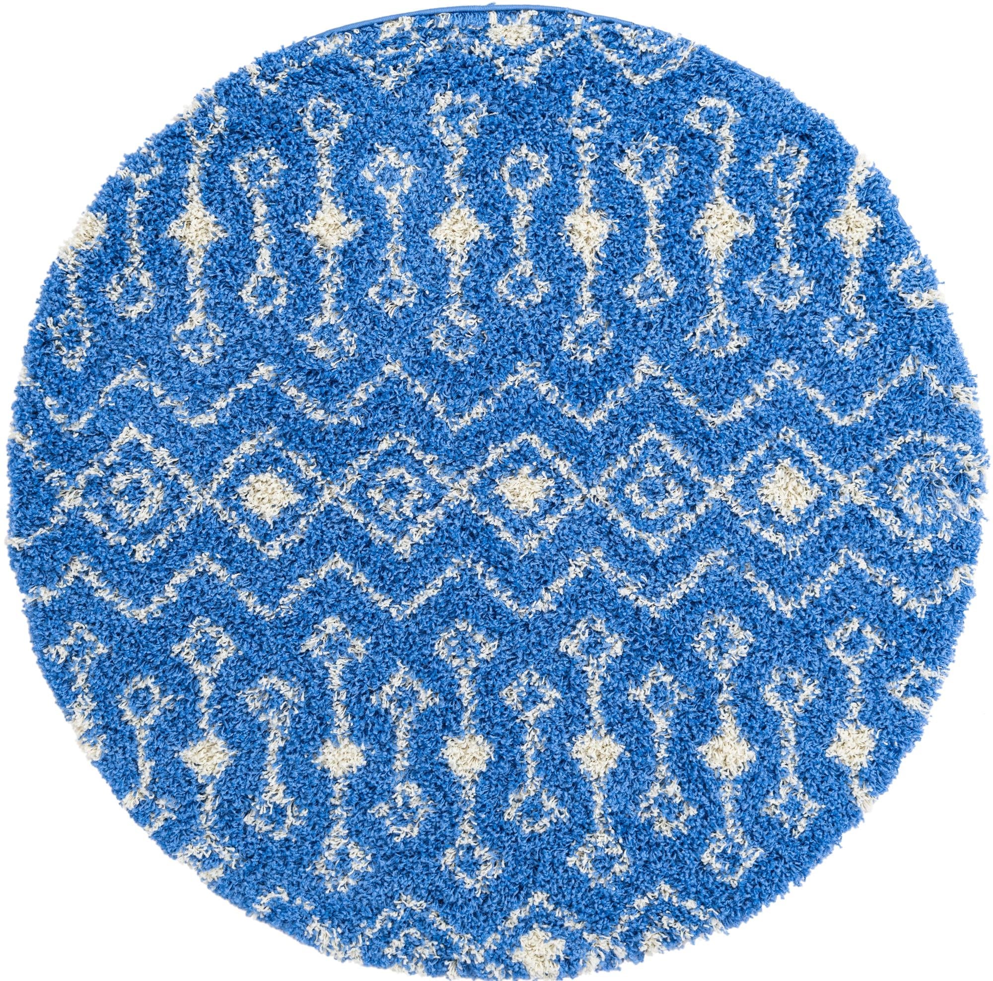 Berber Lattice Shag Collection Area Rug - Atlas (Periwinkle Blue)