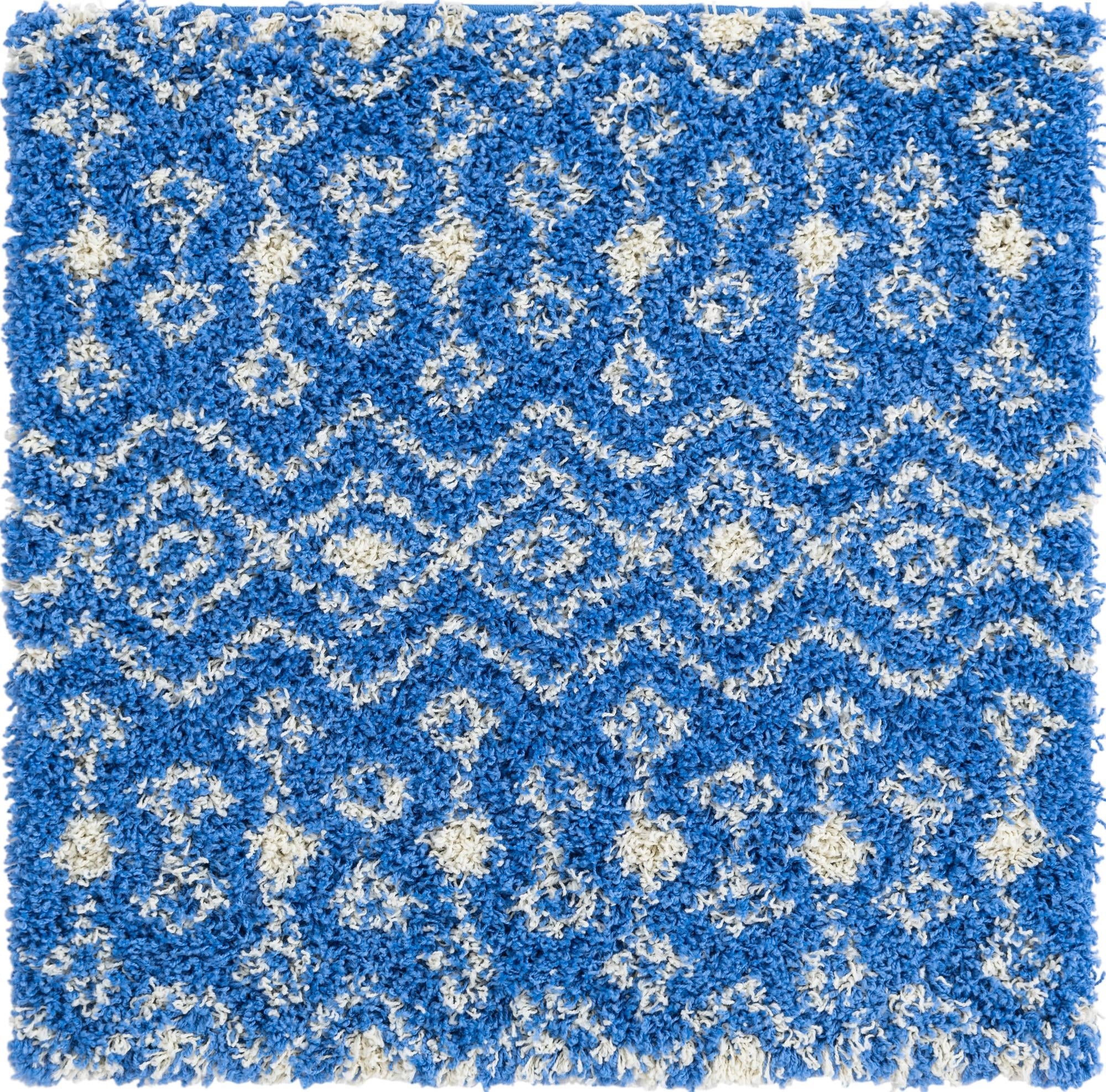 Berber Lattice Shag Collection Area Rug - Atlas (Periwinkle Blue)