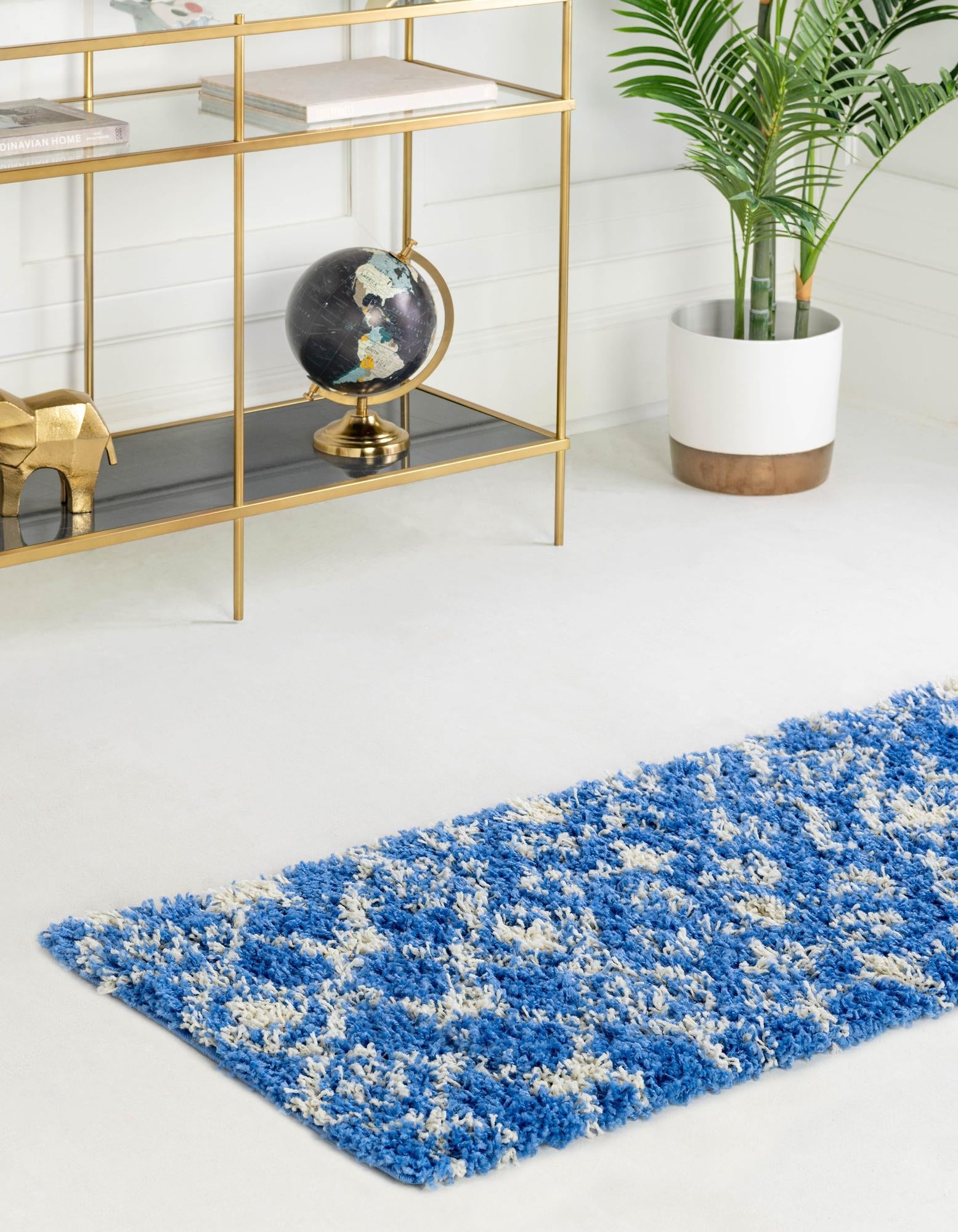 Berber Lattice Shag Collection Area Rug - Atlas (Periwinkle Blue)