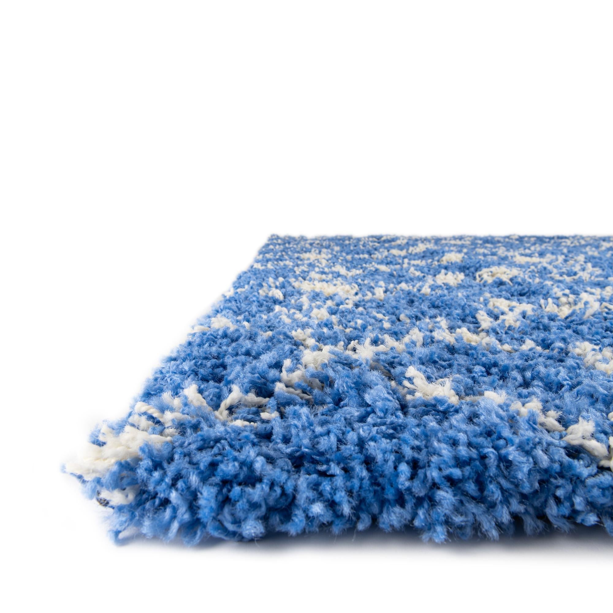 Berber Lattice Shag Collection Area Rug - Atlas (Periwinkle Blue)