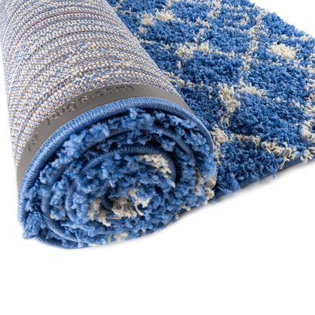 Berber Lattice Shag Collection Area Rug - Atlas (Periwinkle Blue)