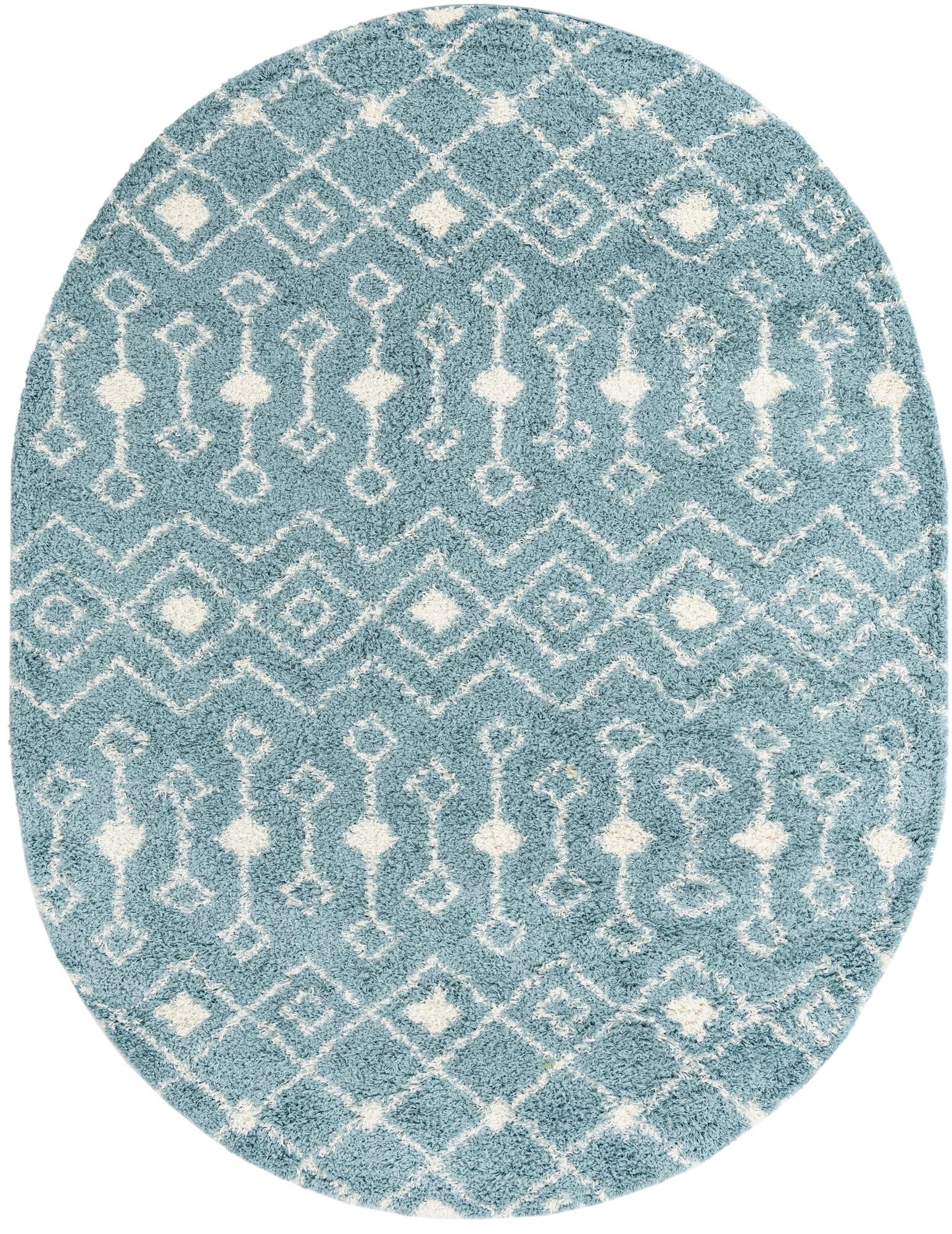 Berber Lattice Shag Collection Area Rug - Atlas (Light Blue)