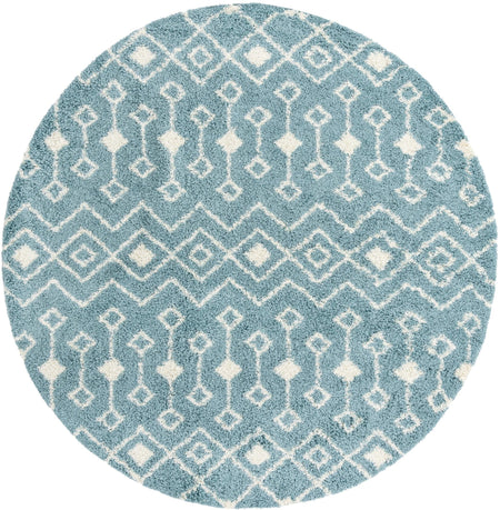 Berber Lattice Shag Collection Area Rug - Atlas (Light Blue)