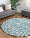 Berber Lattice Shag Collection Area Rug - Atlas (Light Blue) Round Light Blue  lifestyle 0