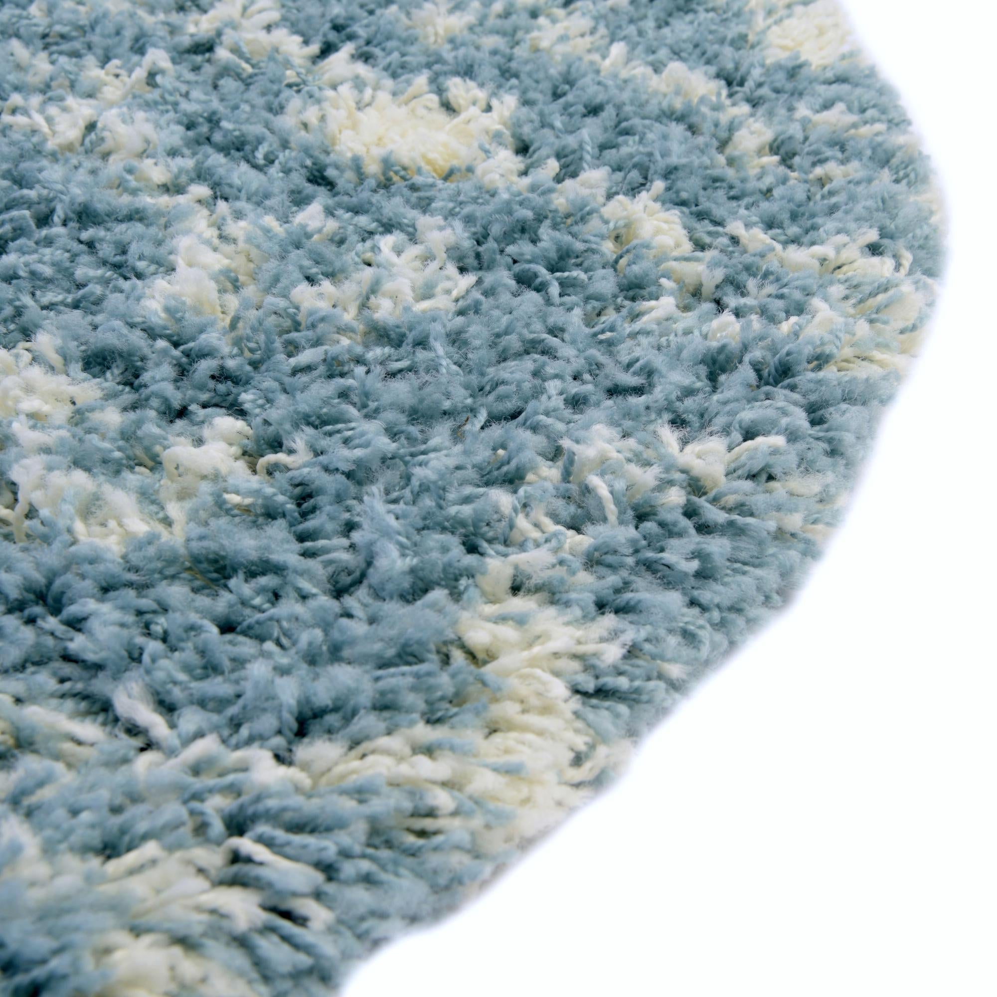 Berber Lattice Shag Collection Area Rug - Atlas (Light Blue)