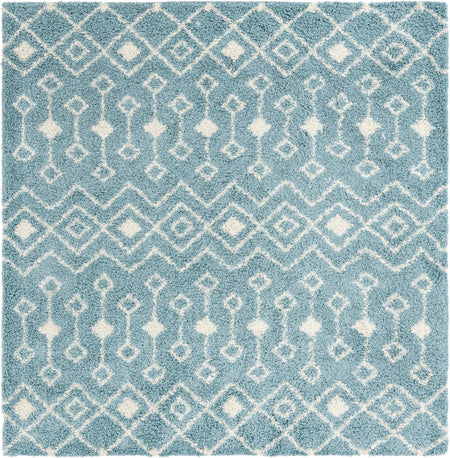 Berber Lattice Shag Collection Area Rug - Atlas (Light Blue)