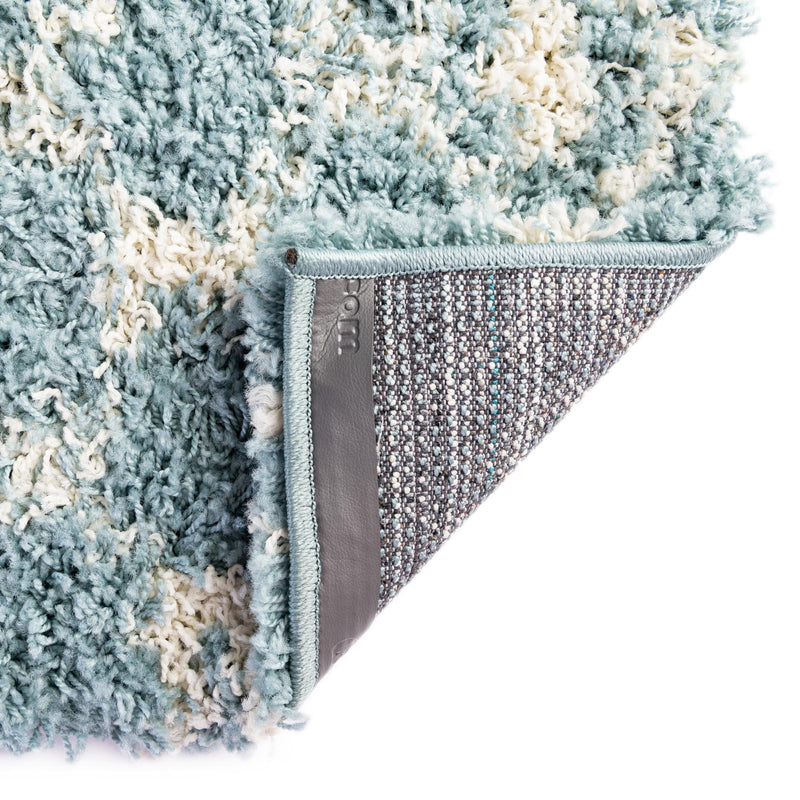 Berber Lattice Shag Collection Area Rug - Atlas (Light Blue) Runner Light Blue  lifestyle 8