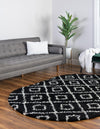 Lattice Loft Shag Collection Area Rug - Soho (Black and White) Oval Black and White  lifestyle 0