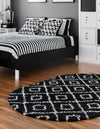 Lattice Loft Shag Collection Area Rug - Soho (Black and White) Oval Black and White  lifestyle 16