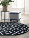 Lattice Loft Shag Collection Area Rug - Soho (Black and White) Oval Black and White  lifestyle 19