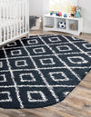 Lattice Loft Shag Collection Area Rug - Soho (Black and White) Oval Black and White  lifestyle 20