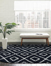 Lattice Loft Shag Collection Area Rug - Soho (Black and White) Oval Black and White  lifestyle 21