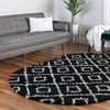 Lattice Loft Shag Collection Area Rug - Soho (Black and White) Oval Black and White  lifestyle 12