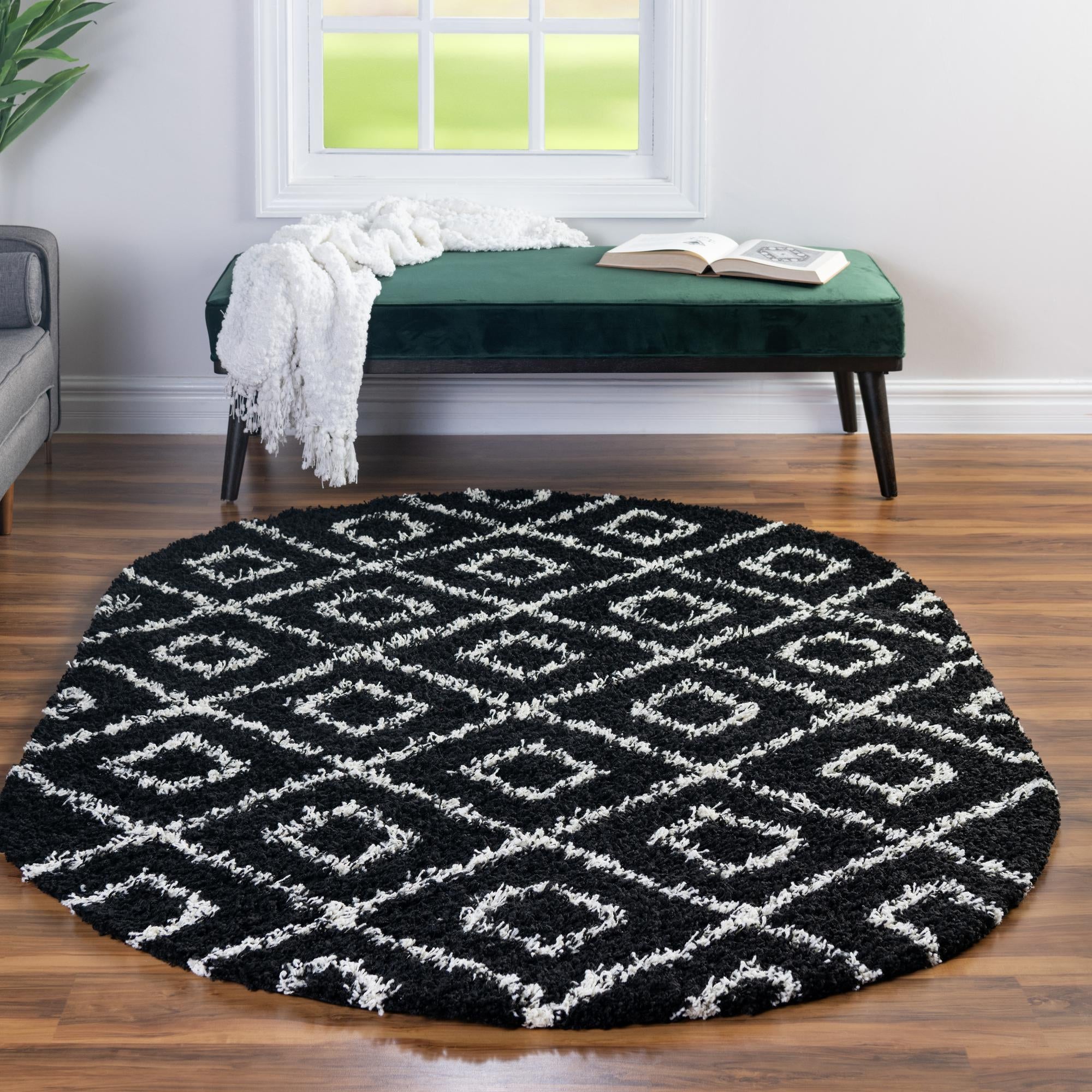 Trellis Haven Collection Area Rug - Soho (Black and White)