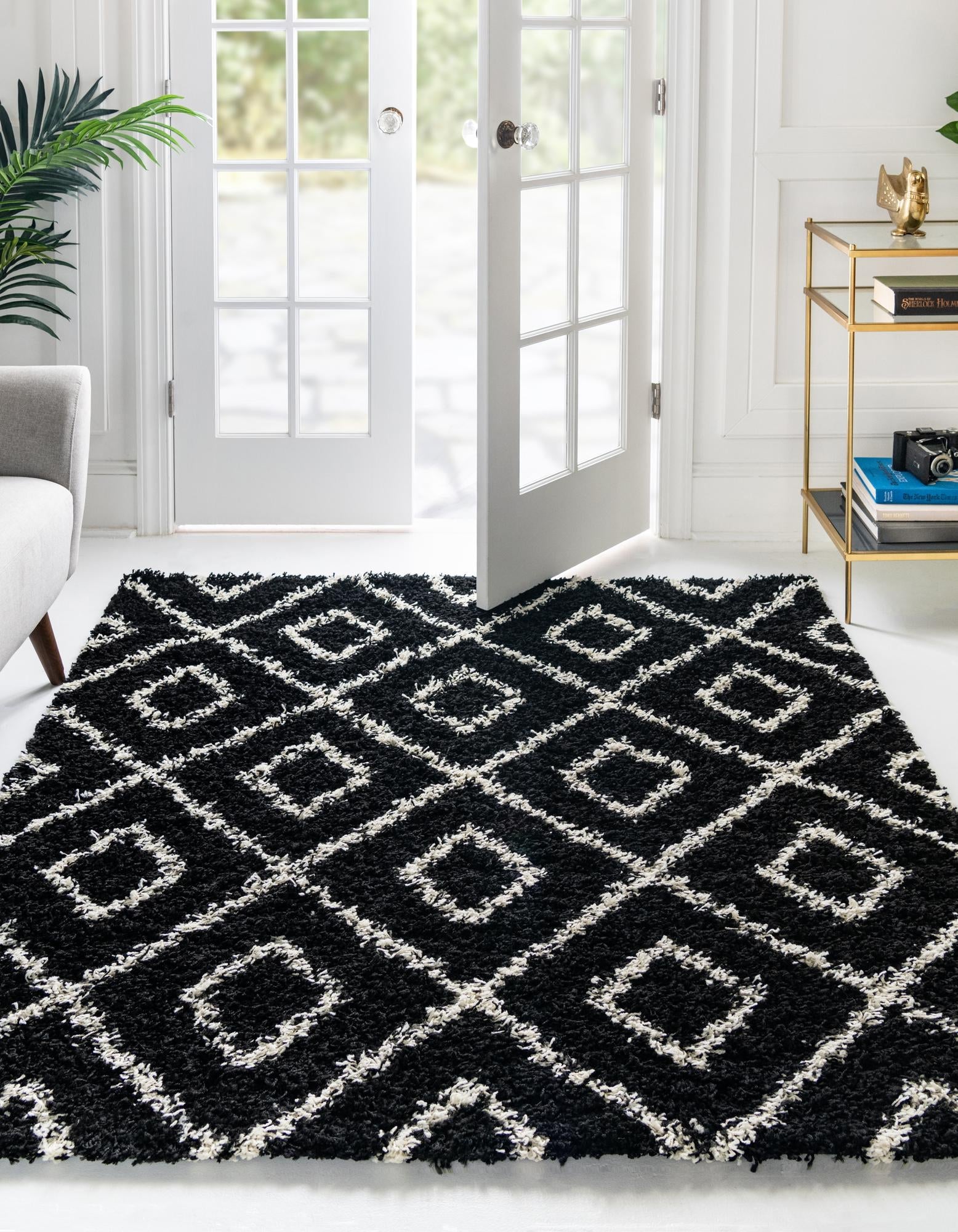 Trellis Haven Collection Area Rug - Soho (Black and White)