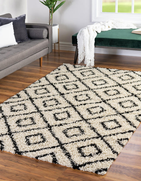 Trellis Haven Collection Area Rug - Soho (White and Black)