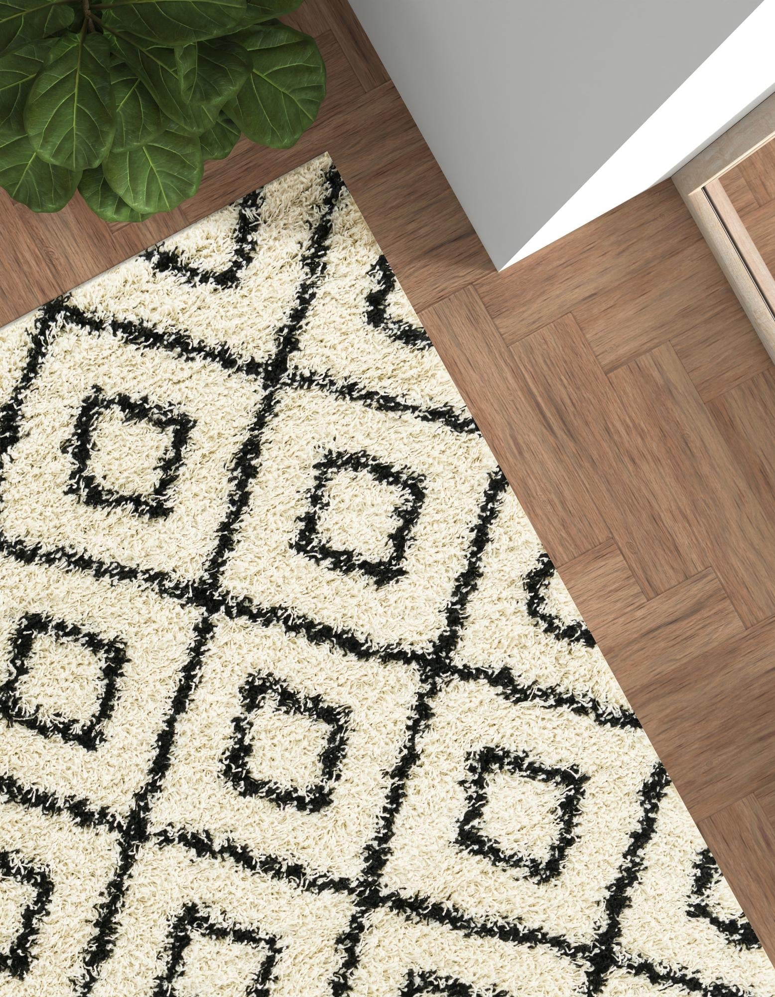 Trellis Haven Collection Area Rug - Soho (White and Black)