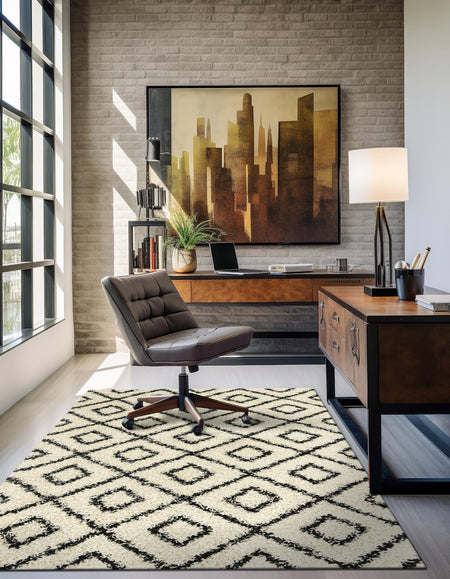 Trellis Haven Collection Area Rug - Soho (White and Black)