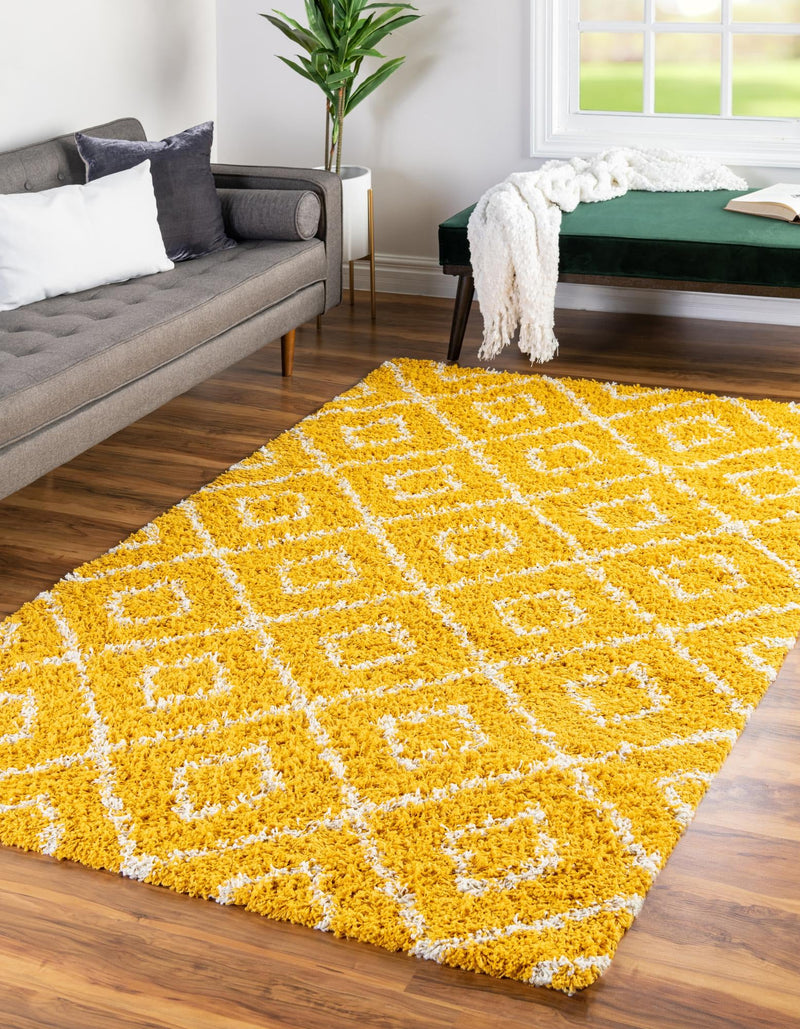 Lattice Loft Shag Collection Area Rug - Soho (Yellow) Rectangle Yellow  lifestyle 0