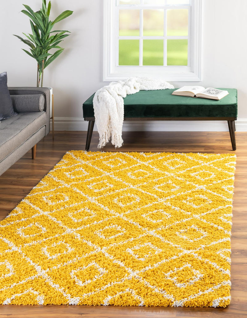 Lattice Loft Shag Collection Area Rug - Soho (Yellow) Rectangle Yellow  lifestyle 2