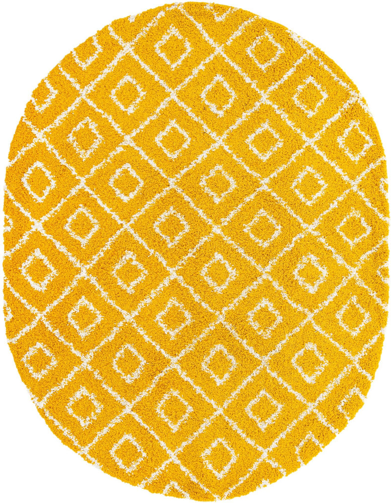 Lattice Loft Shag Collection Area Rug - Soho (Yellow) Oval Yellow Main