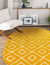 Lattice Loft Shag Collection Area Rug - Soho (Yellow) Oval Yellow  lifestyle 7