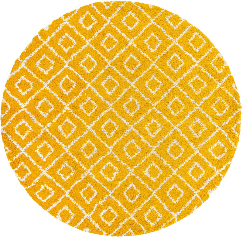 Lattice Loft Shag Collection Area Rug - Soho (Yellow) Round Yellow Main