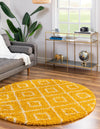 Lattice Loft Shag Collection Area Rug - Soho (Yellow) Round Yellow  lifestyle 0