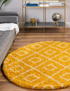 Lattice Loft Shag Collection Area Rug - Soho (Yellow) Round Yellow  lifestyle 2