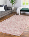 Lattice Loft Shag Collection Area Rug - Soho (Light Pink) Rectangle Light Pink  lifestyle 0