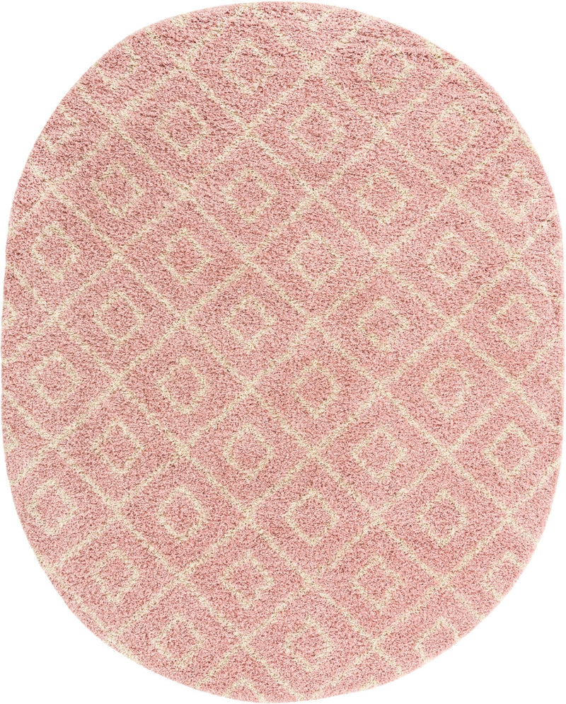 Lattice Loft Shag Collection Area Rug - Soho (Light Pink) Oval Light Pink Main