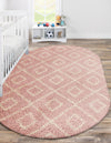 Lattice Loft Shag Collection Area Rug - Soho (Light Pink) Oval Light Pink  lifestyle 24