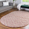 Lattice Loft Shag Collection Area Rug - Soho (Light Pink) Oval Light Pink  lifestyle 13