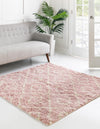 Lattice Loft Shag Collection Area Rug - Soho (Light Pink) Square Light Pink  lifestyle 0