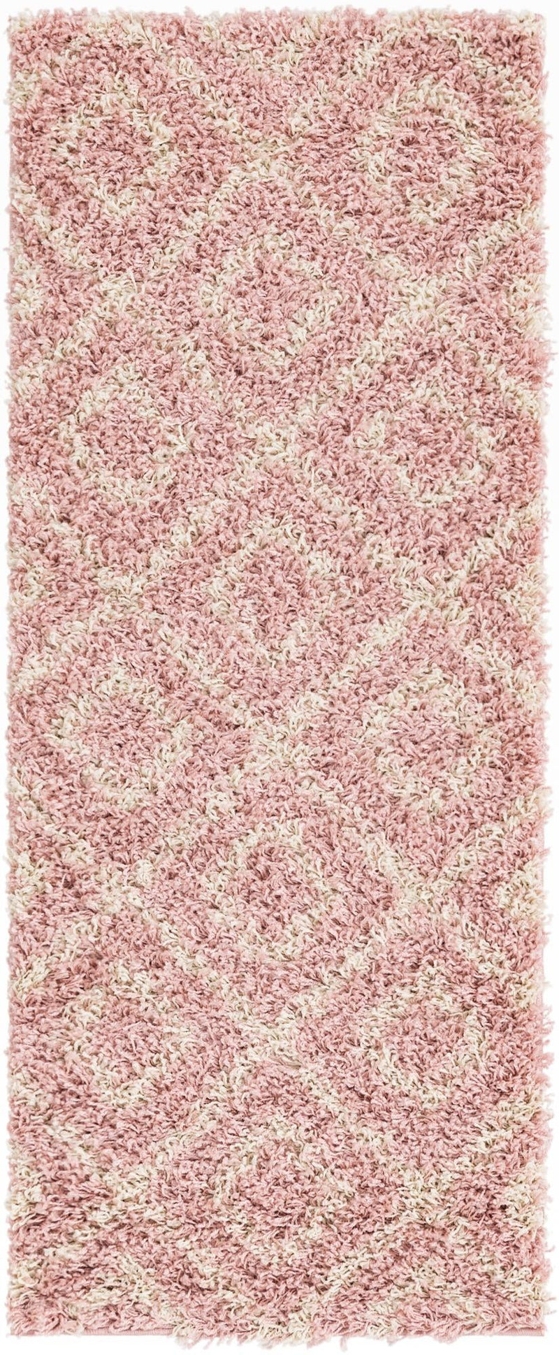 Lattice Loft Shag Collection Area Rug - Soho (Light Pink) Runner Light Pink Main