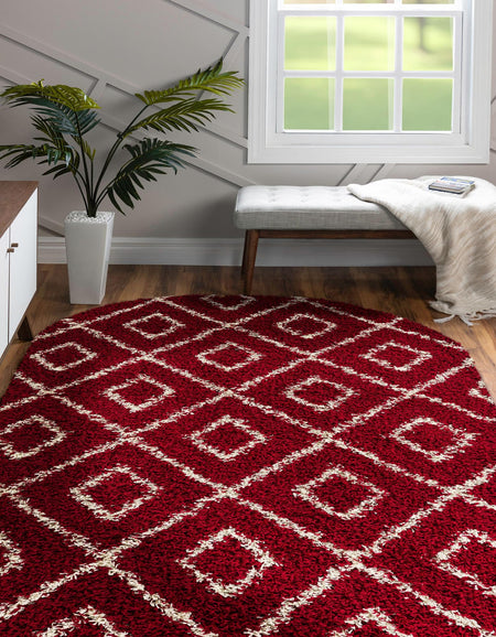 Trellis Haven Collection Area Rug - Soho (Burgundy Red)