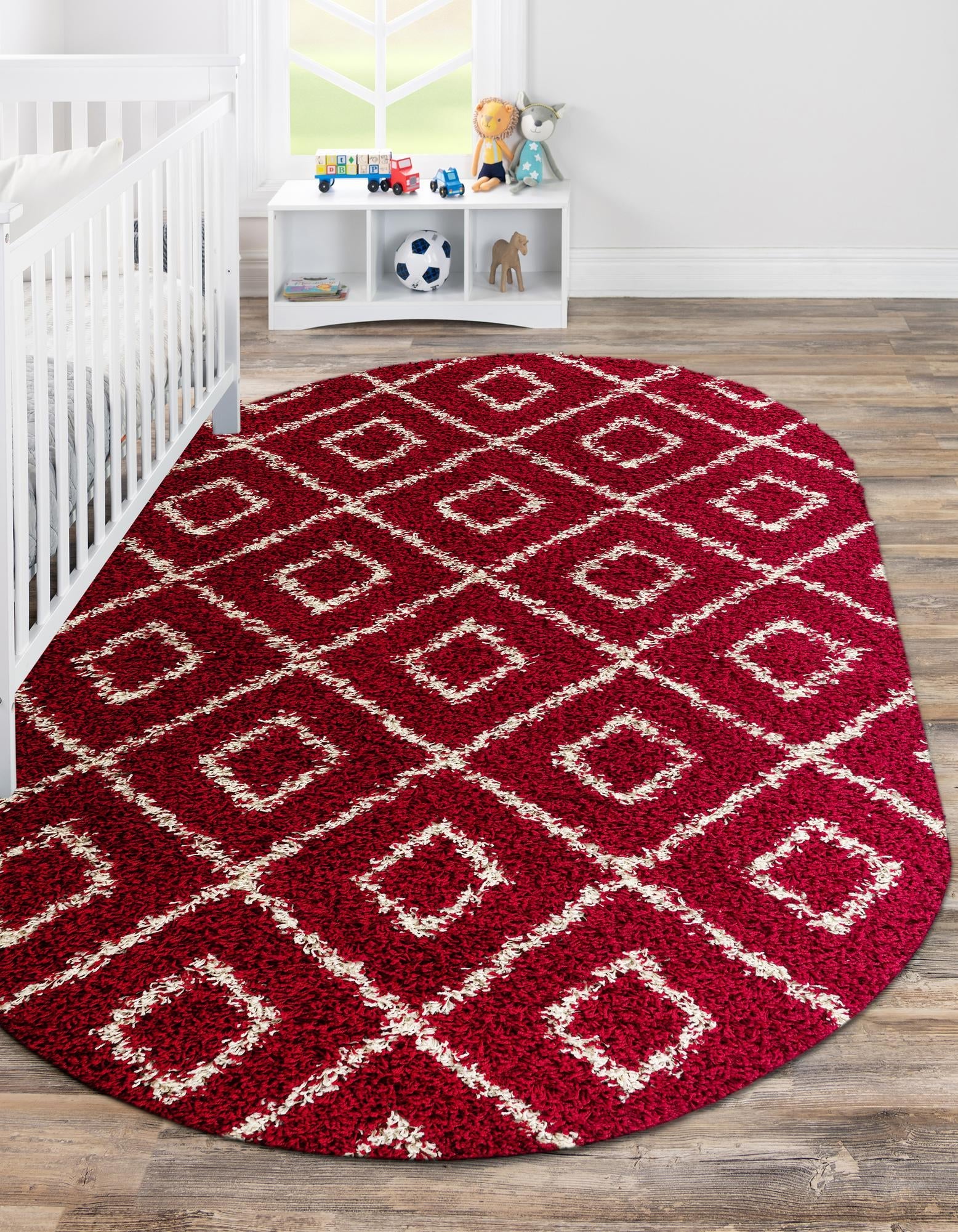 Trellis Haven Collection Area Rug - Soho (Burgundy Red)