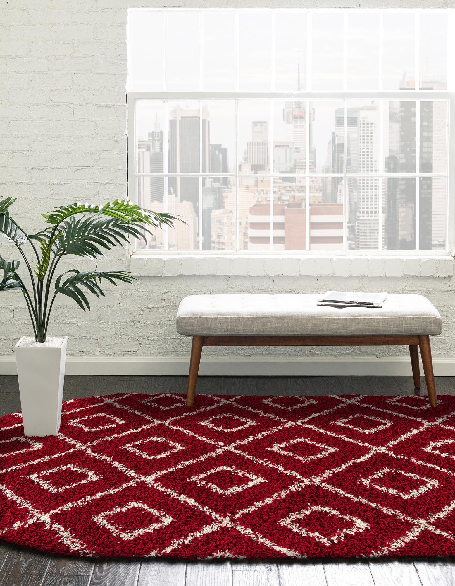 Trellis Haven Collection Area Rug - Soho (Burgundy Red)