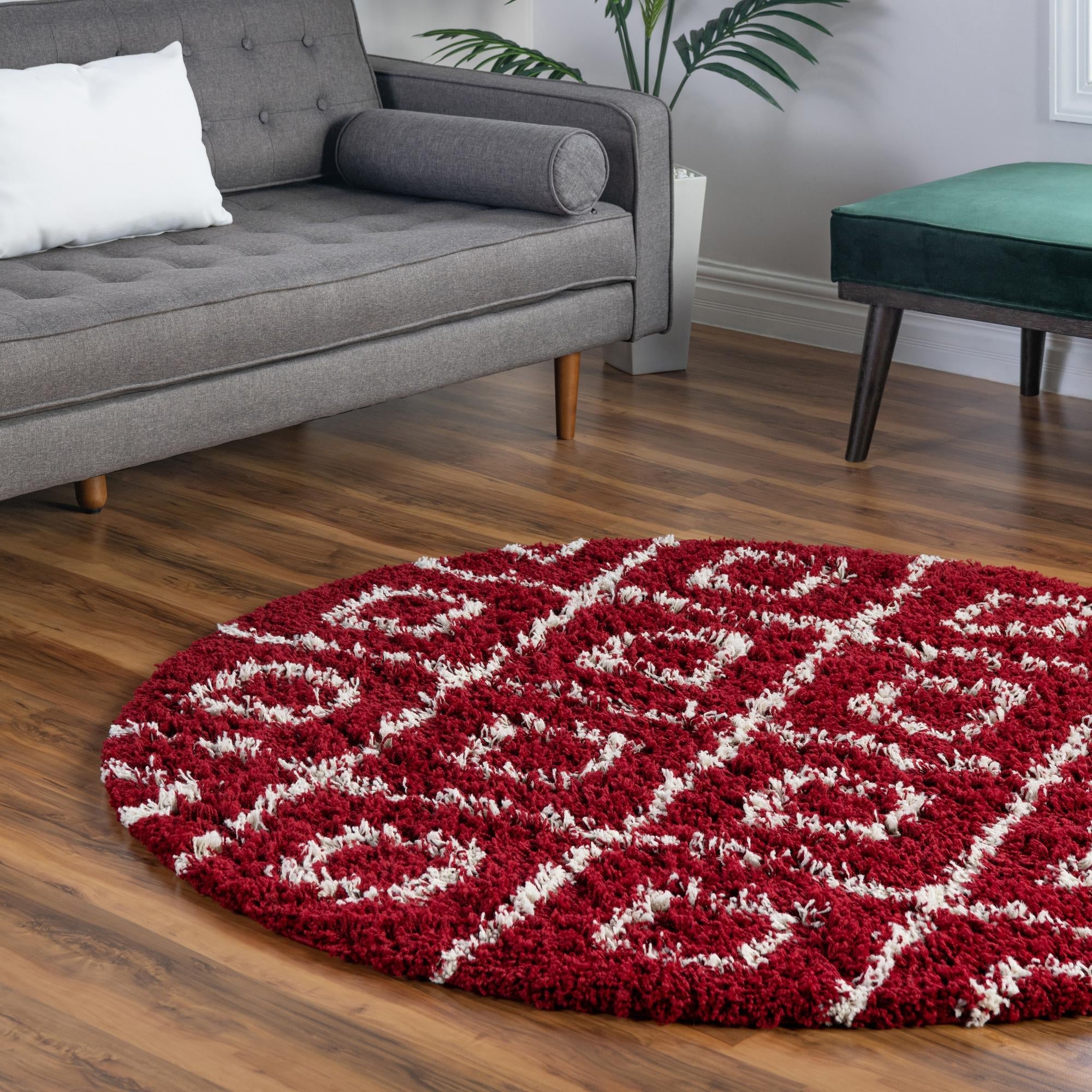 Trellis Haven Collection Area Rug - Soho (Burgundy Red)