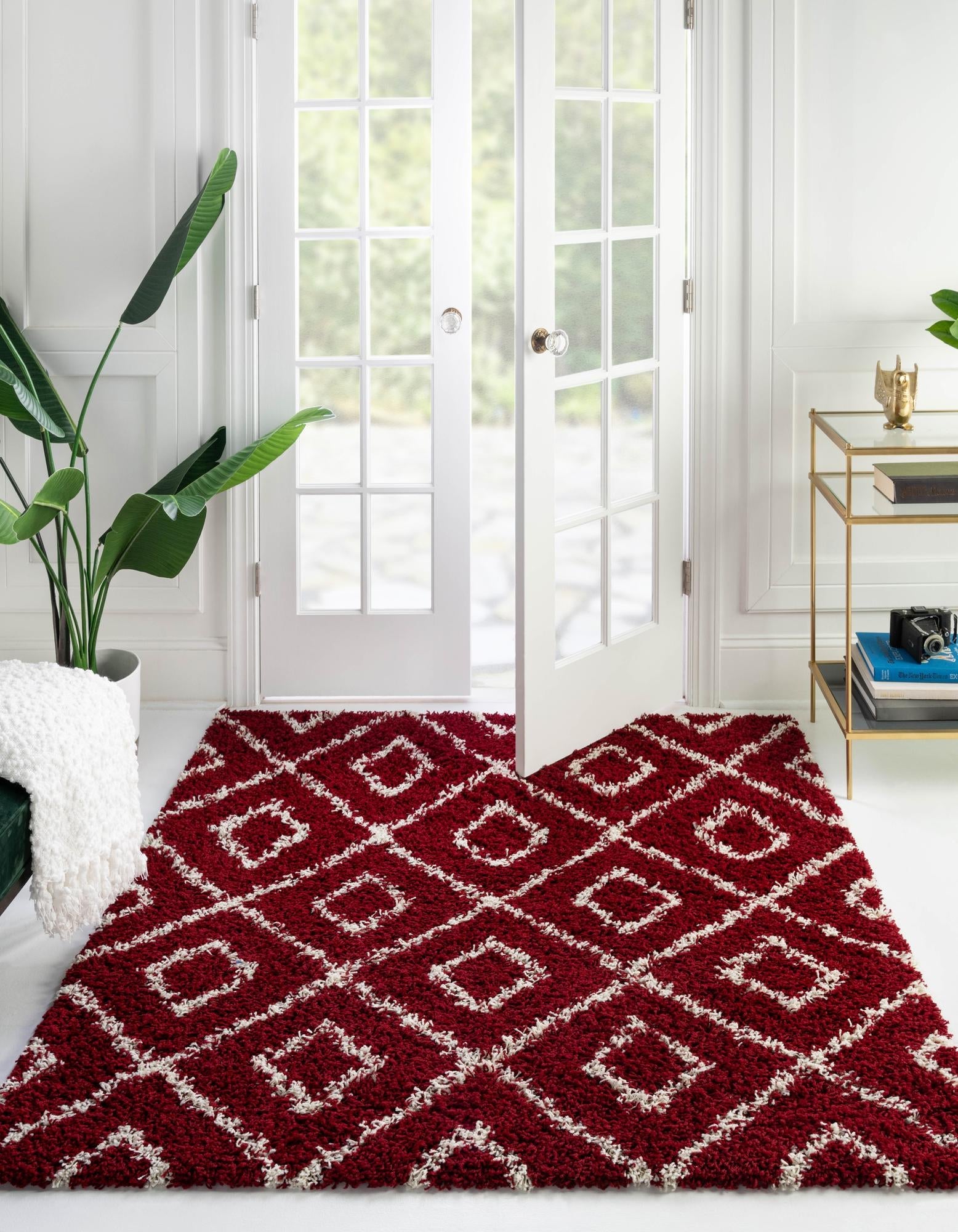 Trellis Haven Collection Area Rug - Soho (Burgundy Red)