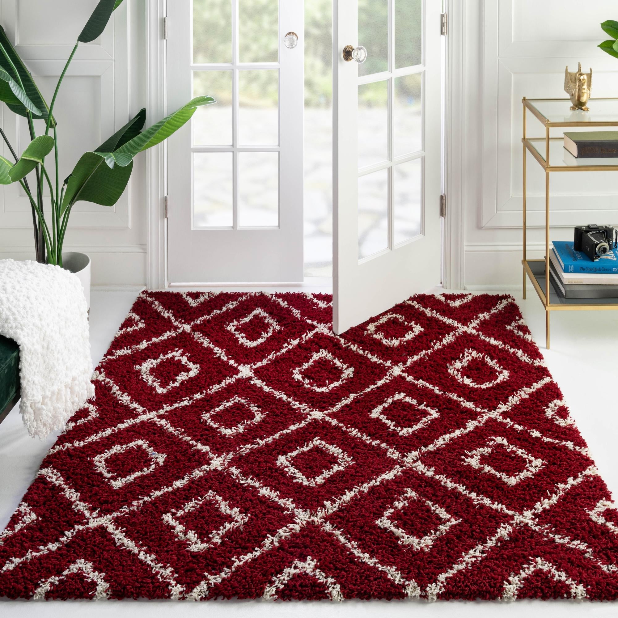 Trellis Haven Collection Area Rug - Soho (Burgundy Red)