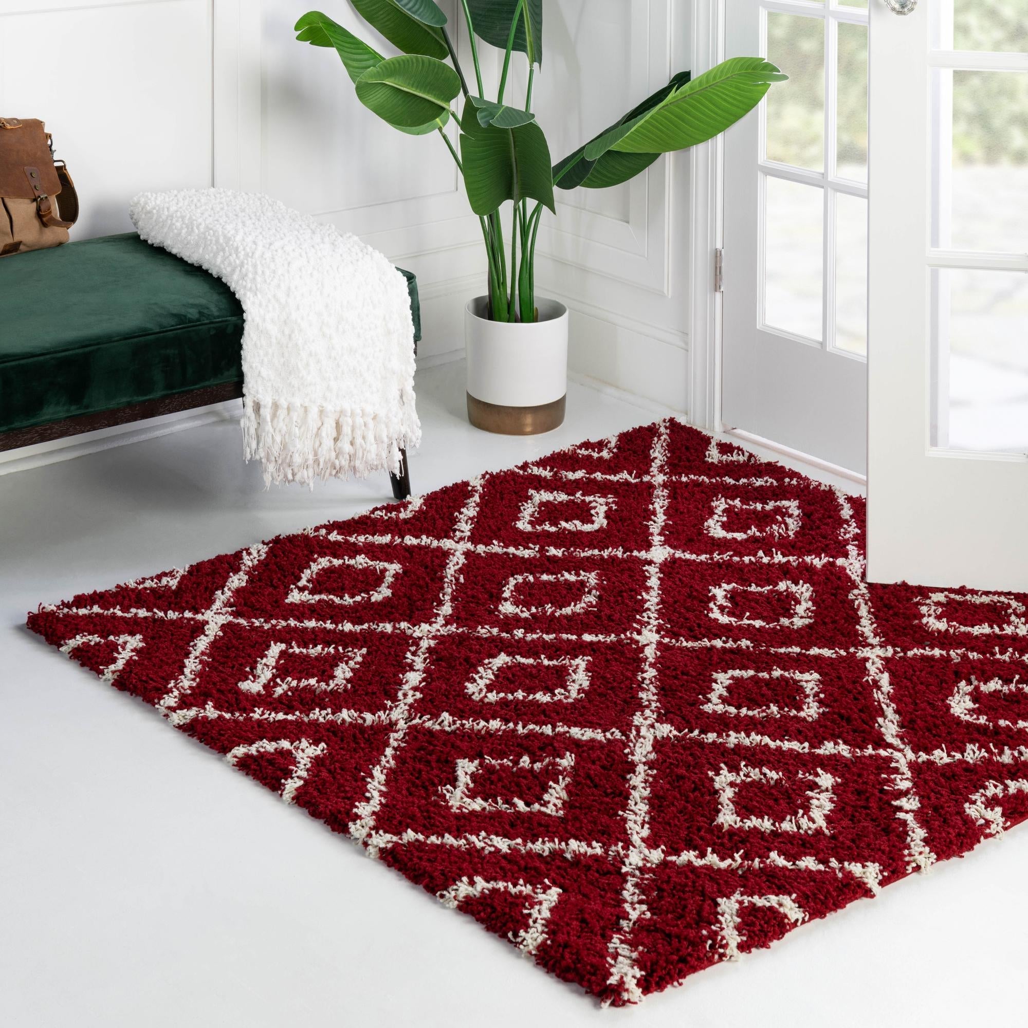 Trellis Haven Collection Area Rug - Soho (Burgundy Red)